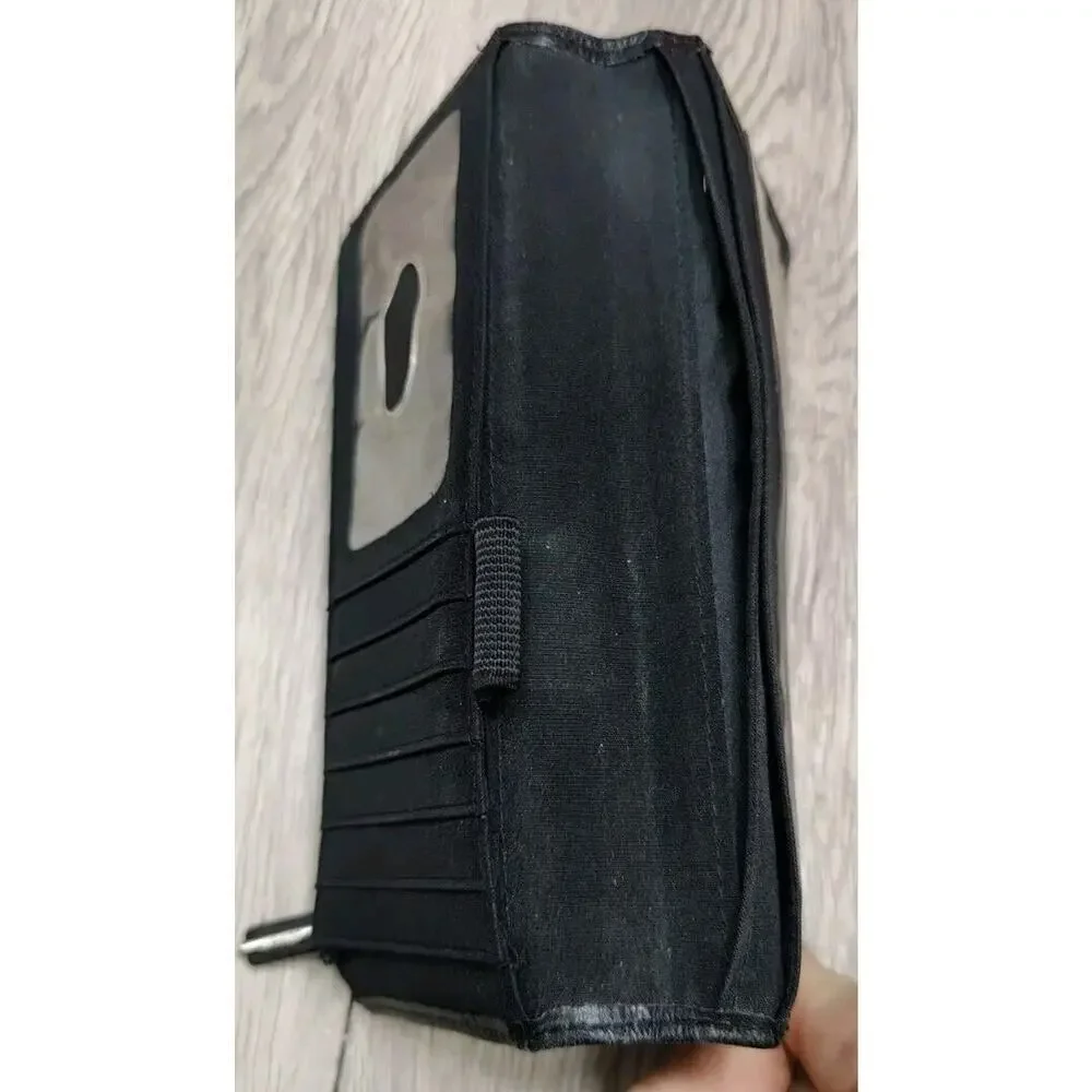 Leather Wallet‎ Women Buxton Black Vintage Top Grain Cowhide Snap Closure